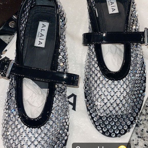 Alaia Mesh Rhinestone Ballet Flats - Picture 9 of 10